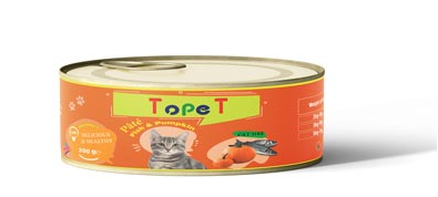 کنسرو نچرال گربه تاپ پت 80 گرمی مرغ و هویج