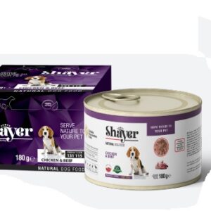 شایر نچرال مرغ و بیف ویژه سگ 180 گرمی (بنفش) پک 24 عددی