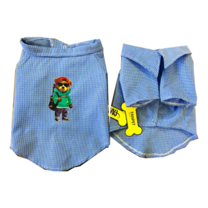 فن پت پیراهن چهارخانه چاپدار آبی(M.L.XL)