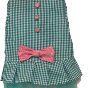 فن پت پیراهن چهارخانه توردار سبز آبی(M.L.XL)