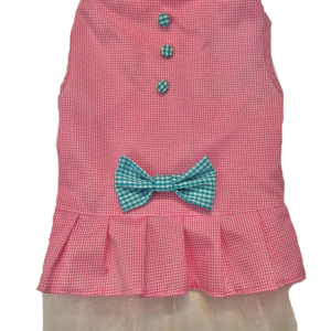 فن پت پیراهن چهارخانه توردار صورتی(M.L.XL)