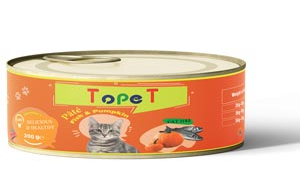 کنسرو نچرال گربه تاپ پت 80 گرمی مرغ و هویج