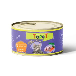 کنسرو پته گربه تاپ پت 200 گرمی بوقلمون و هویج