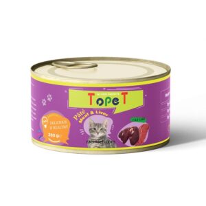 کنسرو پته گربه تاپ پت 200 گرمی گوشت و جگر