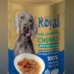 رويال کنسرو چانک سگ طعم سيرابي و کدو تنبل 380گرمي